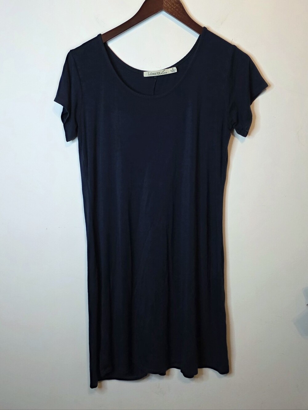Liberty Love Navy Blue T-Shirt Dress Short Sleeve Size Medium Casual Athleisure
